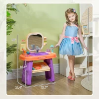 Qaba Kids Vanity Set with Mirror, LED Light, Music, 23 Accessories, Pretend Play Set for Girls 3-6 Years, Purple(m-3)