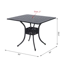 Outsunny 36" Patio Dining Table, Outdoor Bistro Table with 2" Umbrella Hole, Cast Aluminum Frame, For Garden, Balcony, Black(m-3)