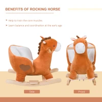 Qaba Kids Ride On Rocking Horse, Plush Animal Toy Sturdy Wooden Rocker with Songs for Boys or Girls(m-7)