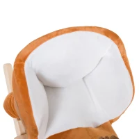 Qaba Kids Plush Rocking Horse Stuffed Animal Rocker Child Ride On Toy with Realistic Sound Red Brown(m-9)