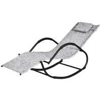 Outsunny Patio Texteline Rocking Lounge Chair Zero Gravity Rocker Outdoor Recliner Seat w/ Padded Pillow Grey(m-11)