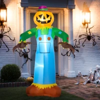 Outsunny 6' Cute Halloween Inflatables Outdoor Decorations Pumpkin Scarecrow, Blow-Up LED Yard Decor Indoor Outdoor for Garden, Lawn, Party, Holiday(m-10)