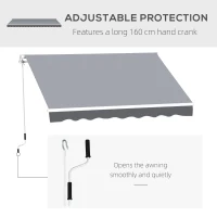 Outsunny 8' x 7' Retractable Awning, Patio Awnings, Sunshade Shelter with 280 g/m² UV & Water-Resistant Fabric and Aluminum Frame for Deck, Balcony, Yard, Grey(m-5)