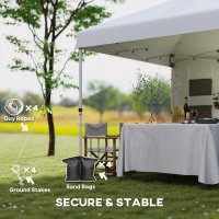 Outsunny 10' x 10' Pop Up Canopy Tent w/ Sidewall, UPF50+ Height Adjustable Instant Sun Shelter w/ Storage Pockets, White(m-8)