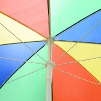 Outsunny 5ft Round Beach Umbrella Outdoor UV Protection Sun Shade Canopy w/ Push Button Tilt Pole Rainbow(m-7)
