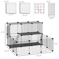 PawHut 2-Tier Foldable Metal Small Animal Playpen Pet Fence with Reshaping Customizable Design, Large Guinea Pig Cage, Bunny Rabbit Cage, and Chinchilla Cage, C&C Cage and Metal Playpen with Mats(m-3)