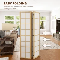 HOMCOM 4 Panel Room Divider, 5.6 ft Folding Wall Divider Room Partition for Home Office, Bedroom, Living Room(m-5)