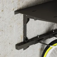Soozier Bike Storage Rack for 5 Bikes, Wall Mounted Bicycle Rack with Shelf and Adjustable Hooks for Indoor Outdoor Use, Black(m-9)