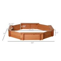 Outsunny Kids Sandbox with Cover and Seat, Outdoor Children Sand Playset for Backyard, Boys and Girls, Red, 55" x 55" x 8.5"(m-3)