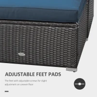 Outsunny 5-Piece Patio Furniture Set with Cushions, Outdoor PE Rattan Wicker Sofa Set, Sectional Furniture with Pillows, Glass Coffee Table for Garden, Backyard, Coffee/Blue(m-8)