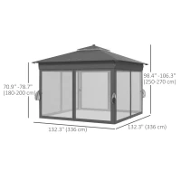 Outsunny 11x11FT Pop Up Canopy, Solar-Powered LED Lights, Netting, Roller Bag, Height Adjustable Instant Sun Shelter(m-3)