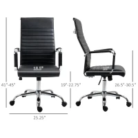 Vinsetto High Back Executive Office Chair Swivel PU Leather Ergonomic Chair, with Arm, Wheels, Adjustable Height, Black(m-3)