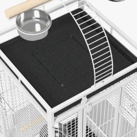 PawHut 61.5 Inch Bird Cage Parakeet House for Cockatiel with Stand, Pull Out Tray, Play Top, Storage Shelf, Wood Perch, Food Container(m-9)