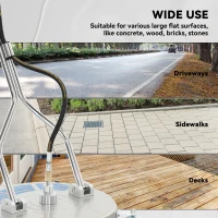 Outsunny 18" Pressure Washer Surface Cleaner with 4 Wheels, Stainless Steel Power Washer Surface Cleaner with 1/4" Quick Connector, 2 Handles, 3600 PSI, Silver(m-9)