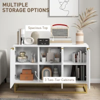 HOMCOM Sideboard Storage Cabinet with 3 Doors and Adjustable Shelves, Kitchen Buffet Cabinet for Dining Room, White(m-5)