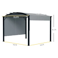Outsunny 11' x 11' Outdoor Retractable Pergola with Canopy for Backyard, Gray(m-3)