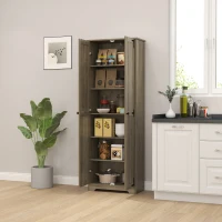 HOMCOM 67" Farmhouse Pantry Cabinet with 2 Doors, Tall Storage Cabinet with Adjustable Shelves, Distressed Grey(m-10)
