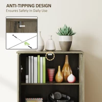 HOMCOM 67" Farmhouse Pantry Cabinet with 2 Doors, Tall Storage Cabinet with Adjustable Shelves, Distressed Grey(m-7)