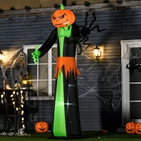 HOMCOM 9ft Inflatable Halloween Decoration Pumpkin Head Ghost, Blow-Up Outdoor LED Display for Lawn, Garden, Party(m-1)