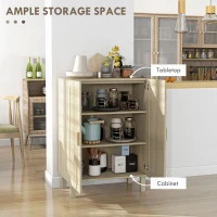 HOMCOM Boho Sideboard, Buffet Cabinet with Storage, Accent Cabinet with 2 Rattan Doors and Adjustable Shelves, Natural(m-7)