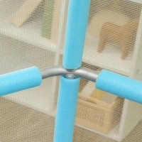 Qaba Trampoline for Kids, 4.6FT Mini Toddler Trampoline Indoor Outdoor with Handlebar, Safety Enclosure Net, Blue(m-10)