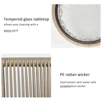 Outsunny 3 Pieces Wicker Outdoor Bistro Set, Rattan Patio Furniture Set with Glass Coffee Table and Porch Chairs for Backyard, Balcony, Garden, Gray(m-6)