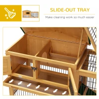 PawHut Wood Rabbit Hutch w/ Ramp, Openable Roof, Pull-out Tray, Yellow(m-6)