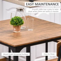 HOMCOM 5-Piece Counter Height Bar Table and Chairs, Square Dining Table and Chairs Set for 4, Industrial Pub Table and Chairs(m-5)