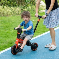 Aosom 4-in-1 Toddler Tricycle, Kids Trike with Adjustable Push Handle, Detachable Foot Rest for 18-48 Months, Red(m-8)