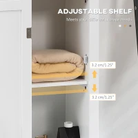 kleankin Bathroom Storage Cabinet with 3 Tier Adjustable Shelf Storage, Linen Tower Enclosed Cabinet for Anti-Toppling Design, White(m-4)