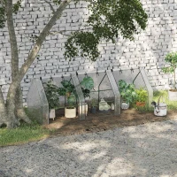 Outsunny 9' x 3' x 3' Outdoor Mini Greenhouse, Portable Tunnel Greenhouse with Large Zipper Doors and PE Cover for Garden, White(m-8)