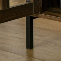 HOMCOM Industrial Sideboard Buffet Cabinet, Coffee Bar Cabinet with Adjustable Shelves, Glass Doors, and 2 Drawers for Kitchen, Living Room, Brown(m-9)