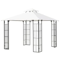Outsunny 10' x 10' Patio Gazebo, Double Roof Outdoor Gazebo Canopy Shade Shelter with Metal Corner Frame Screen Wall, for Garden, Lawn, Backyard and Deck(m-1)