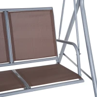 Outsunny 3-Seater Patio Swing, Outdoor Swing Chair, A Frame Porch Swing with Canopy Garden Hammock Glider Bed, Brown(m-10)