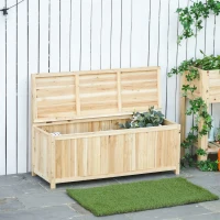 Outsunny Wooden Outdoor Garden Bench with Storage Box, Outdoor Patio Seating, 45.3" x 17.7" x 29.5", Natural(m-8)