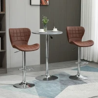 HOMCOM Set of 2 Counter Height Bar Stools Swivel Stool Height Adjustable Bar Chairs with Footrest for Kitchen Dining Home Pub, Brown(m-1)