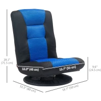 HOMCOM Folding Floor Chair for Adults Teens, 360 Degree Swivel Gaming Chair, 6 Positions Adjustable Lazy Sofa, Blue(m-3)