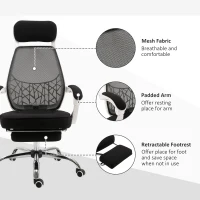 Vinsetto Ergonomic High Back Mesh Office Chair Swivel Reclining Computer Desk Chair with Retractable Footrest, Headrest, Padded Armrest(m-5)