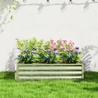 Outsunny 4' x 4' x 1' Raised Garden Bed Galvanized Steel Planter Box for Vegetables, Flowers, Herbs, Silver(m-10)