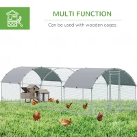 PawHut Large Metal Chicken Coop with Waterproof and Anti-UV Cover for Yard, Outdoor, Duck, Rabbit, 9.2' x 24.9' x 6.5'(m-5)