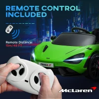 Qaba McLaren 765LT Licensed 12V Kids Electric Car w/ Scissor Doors, Transport Wheels, Remote, Slow Start, Music Horn Green(m-9)