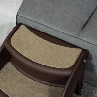 PawHut Portable Pet Stairs Foldable Steps for Small Dogs and Cats 3-Step with Non-slip Treads for Beds Sofas, Brown(m-9)