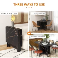 HOMCOM Foldable Dining Table, Drop Leaf Folding Side Table Console Writing Desk with 2 Wheels for Kitchen, Dining Room(m-4)