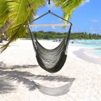 Outsunny Portable Hammock Chair, Hanging Woven Hammock Swing Chair Sleeping Bed for Outdoor Garden Yard Camping, Army Green(m-7)