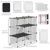 PawHut 31 Panels Small Animal Cage, Pet Playpen w/ Doors, Chinchilla Cage w/ Ramps, for Cat, Rabbits, Indoor Use(m-3)