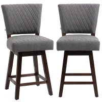 HOMCOM 2 Pieces Swivel Bar Stools, Counter Height Stools Set of 2 with Wood Legs and Footrests for Dining Room, Dark Grey(m-11)
