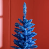 HOMCOM 7' Pencil Christmas Tree, Slim Artificial Xmas Tree with Realistic Branches, Sturdy Metal Stand, Deep Blue(m-9)