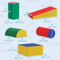 Soozier 5 Piece Climb and Crawl Activity Playset Soft Safe Foam for Toddler Learning Toy(m-3)