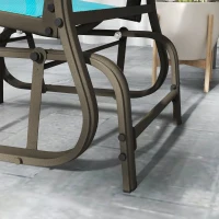 Outsunny 3-Piece Outdoor Gliders Set Bistro Set with Steel Frame, Tempered Glass Top Table for Patio, Garden, Bright Blue(m-9)