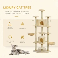 PawHut 79" Scratching Kitten Tree Condo Kitten Scratch Activity Center Toys Beige(m-4)